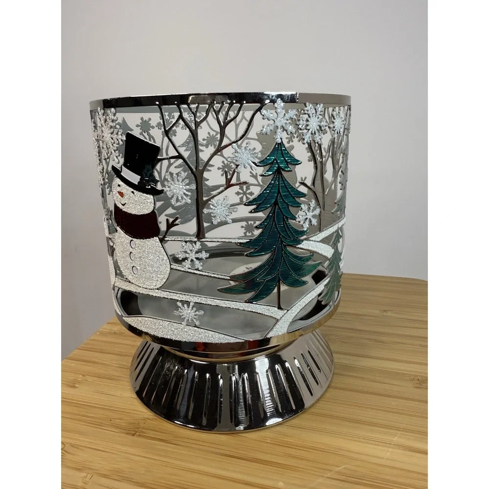 Bath & Body Works‎ SNOWMAN PEDESTAL CANDLE HOLDER 3 WICK NEW - Picture 3 of 6